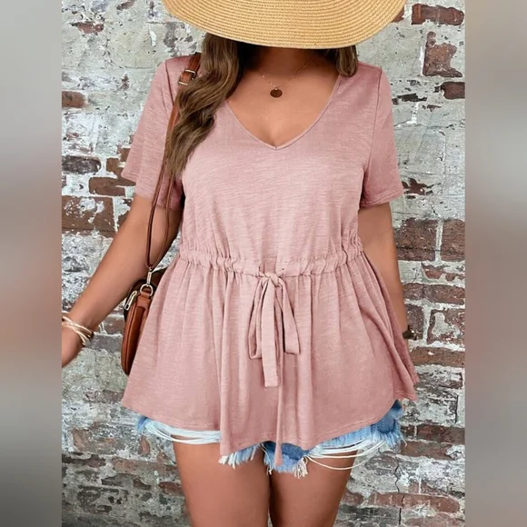SHEIN Emery Rose Plus Drawstring Waist Peplum Tee Size 16 (0XL) - Picture 4 of 6